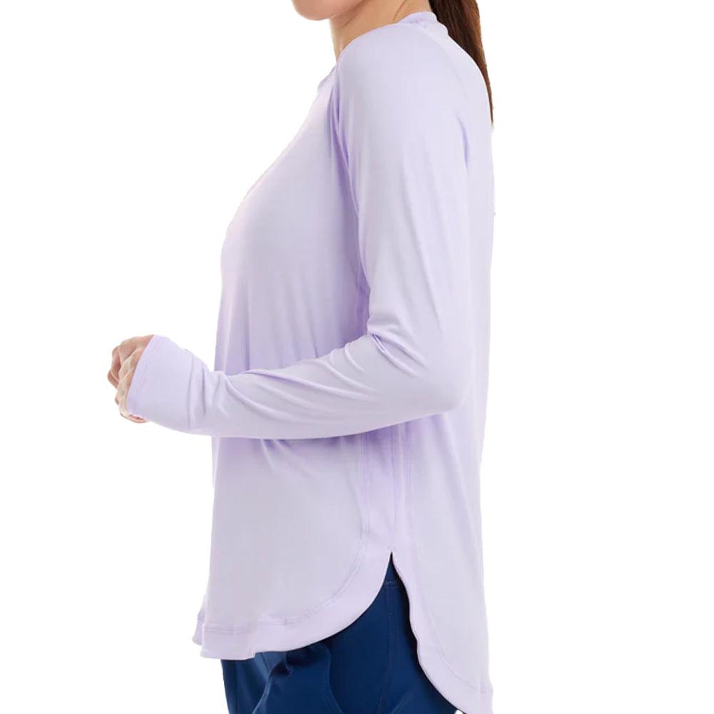 Women`s Relaxed Scallop Long Sleeve Tennis Top Apparel BloqUV