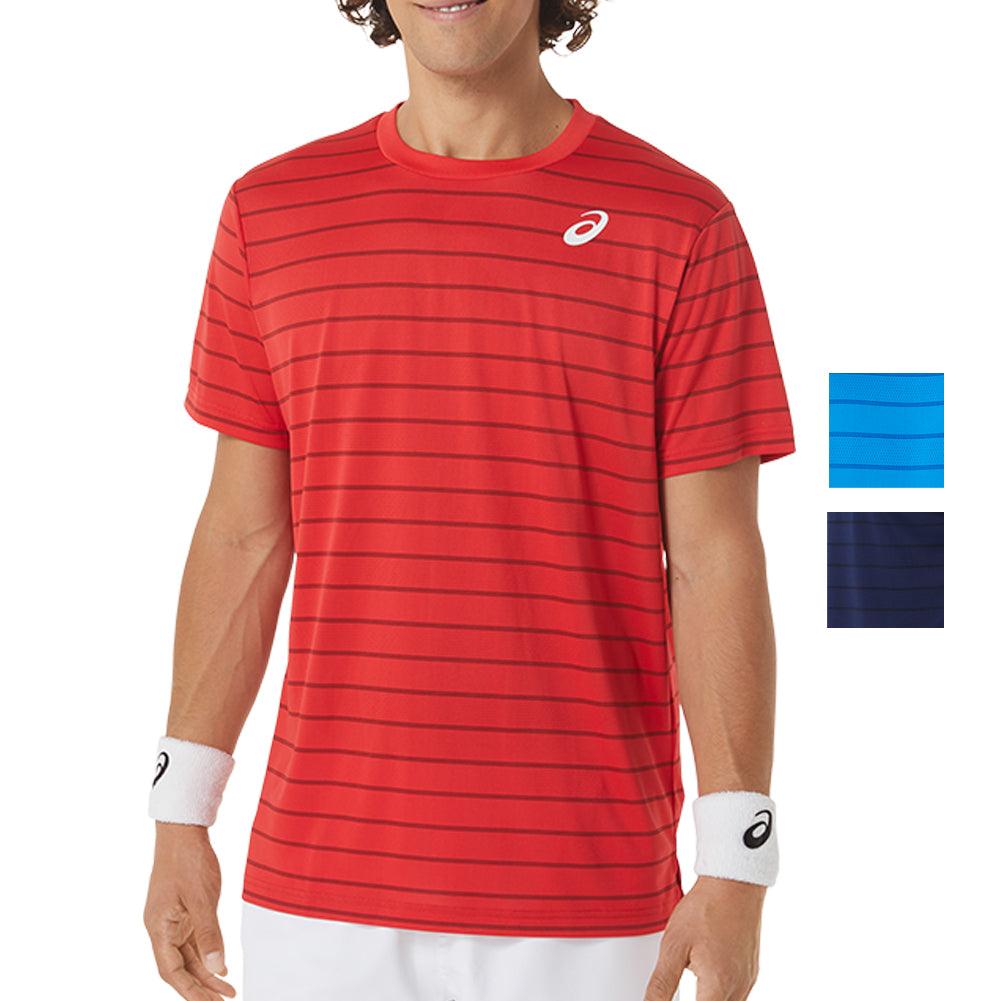Men`s Court Stripe Short Sleeve Tennis Top Apparel Asics