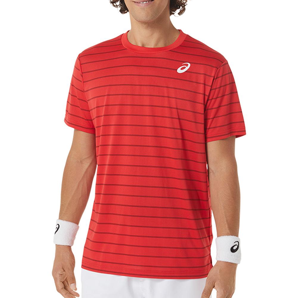 Men`s Court Stripe Short Sleeve Tennis Top Apparel Asics