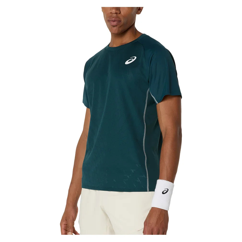 Men`s Match ACTIBREEZE Short Sleeve Tennis Top Saxon Green Apparel Asics