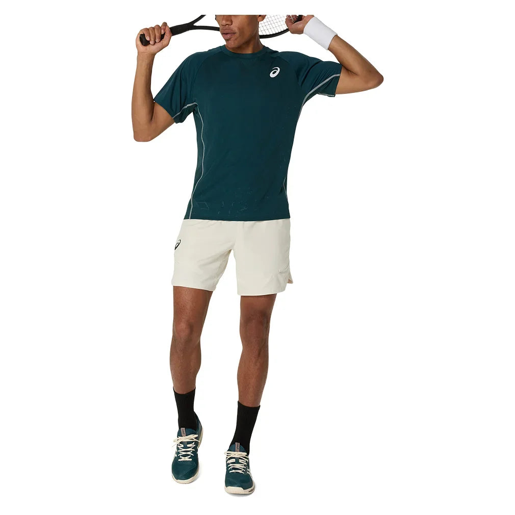 Men`s Match ACTIBREEZE Short Sleeve Tennis Top Saxon Green Apparel Asics