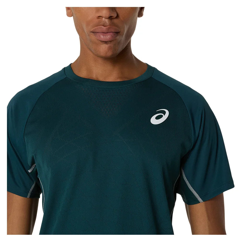 Men`s Match ACTIBREEZE Short Sleeve Tennis Top Saxon Green Apparel Asics