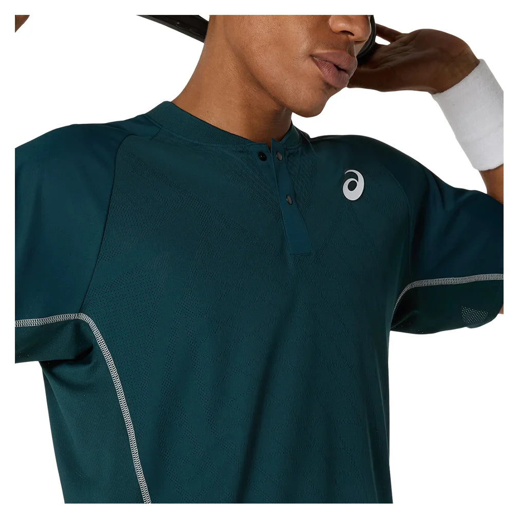 Men`s Match ACTIBREEZE Tennis Polo Saxon Green Apparel Asics