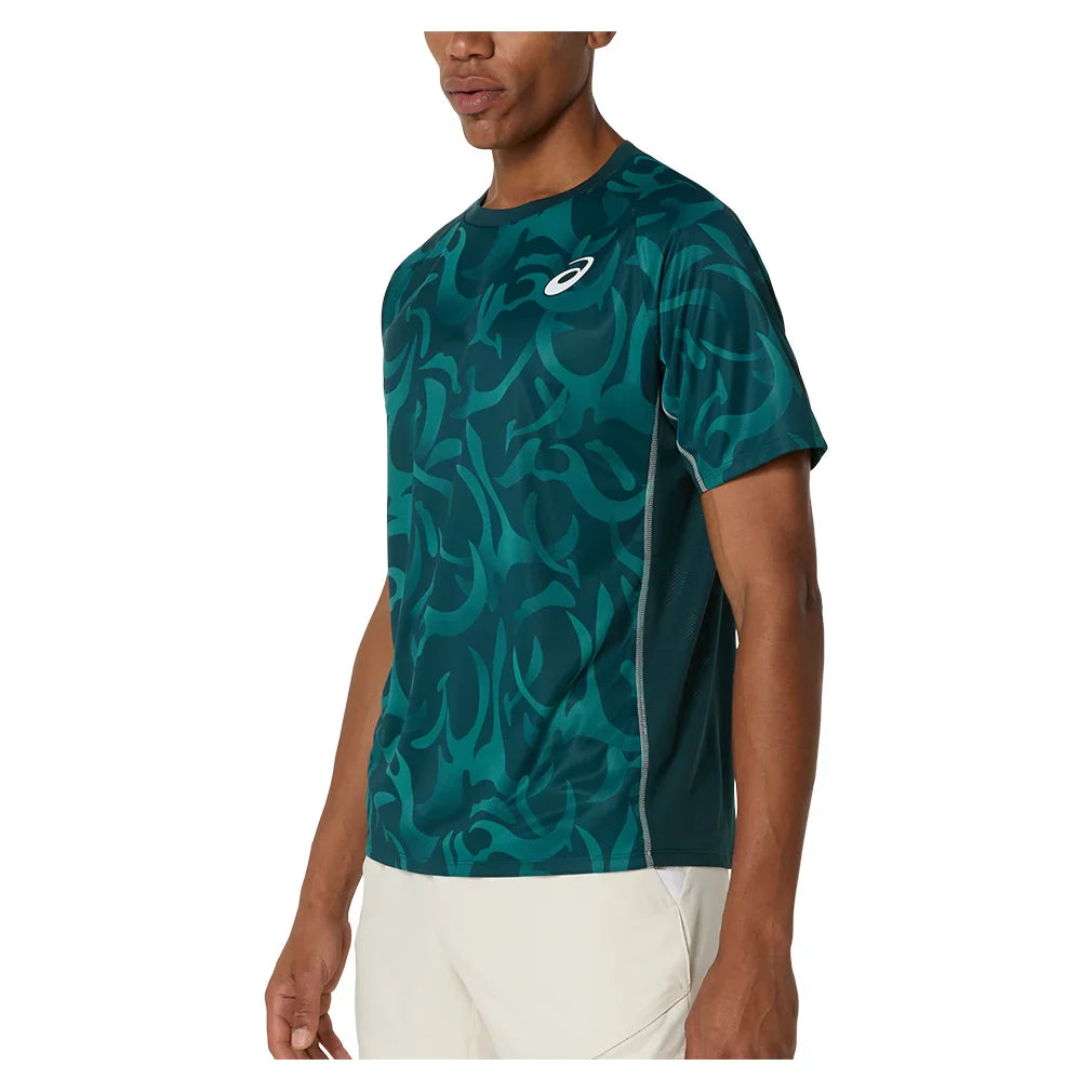 Men`s Game Short Sleeve Tennis Top Saxon Green Apparel Asics