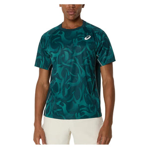 Men`s Game Short Sleeve Tennis Top Saxon Green Apparel Asics