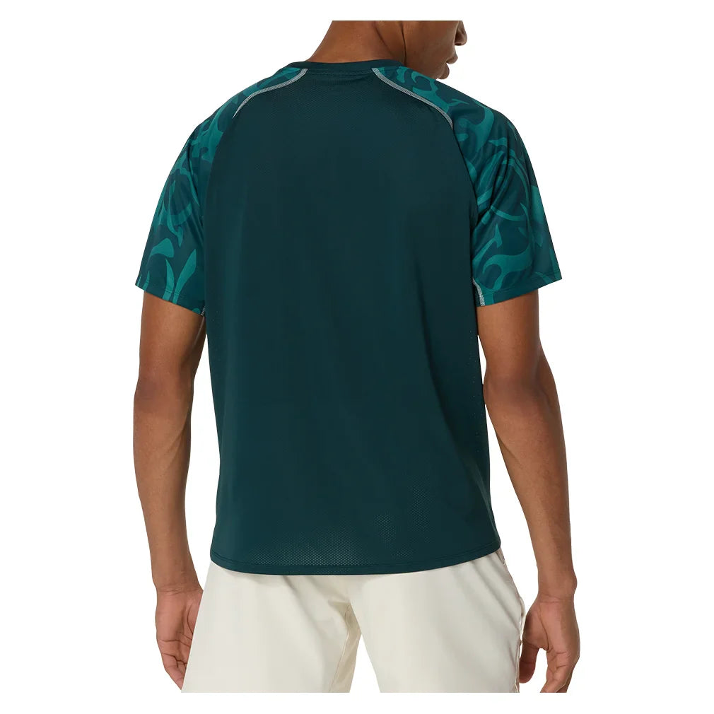 Men`s Game Short Sleeve Tennis Top Saxon Green Apparel Asics