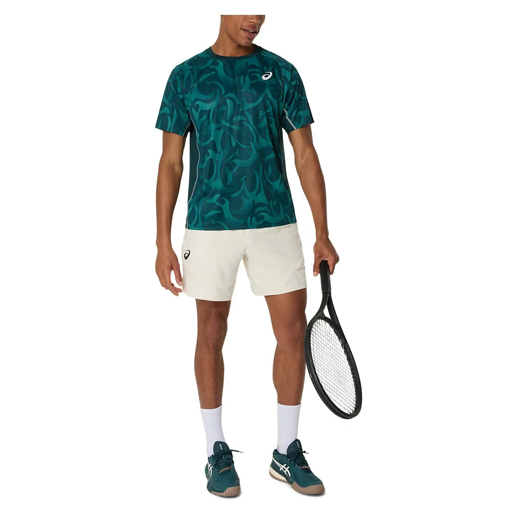 Men`s Game Short Sleeve Tennis Top Saxon Green Apparel Asics