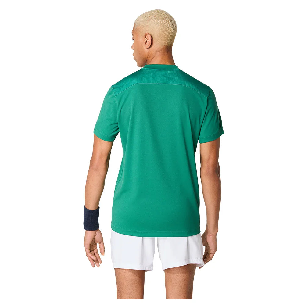 Men`s Court Short Sleeve Tennis Top Jasper Green Apparel Asics