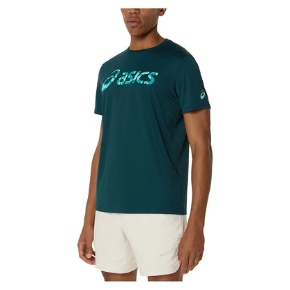 Men`s Match Seasonal Graphic Tennis Tee Saxon Green Apparel Asics