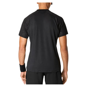 Men`s Match Night Energy Short Sleeve Tennis Top Performance Black Apparel Asics