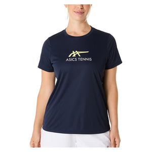 Women`s Court Graphic Tennis Tee Midnight and Huddle Yellow Apparel Asics