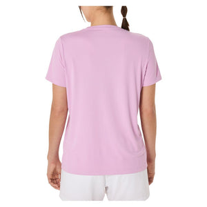 Women`s Court Graphic Tennis Tee Light Ube and Brilliant White Apparel Asics