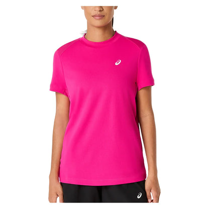 Women`s Court Short Sleeve Tennis Top Pink Rave Apparel Asics