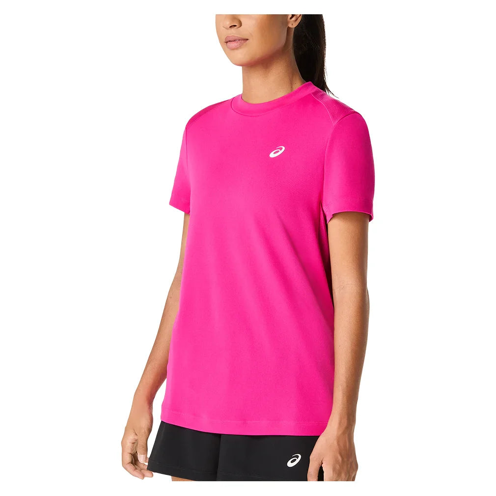 Women`s Court Short Sleeve Tennis Top Pink Rave Apparel Asics