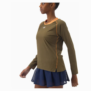 Women`s Tournament Long Sleeve Tennis Top Oil Brown Apparel Yonex