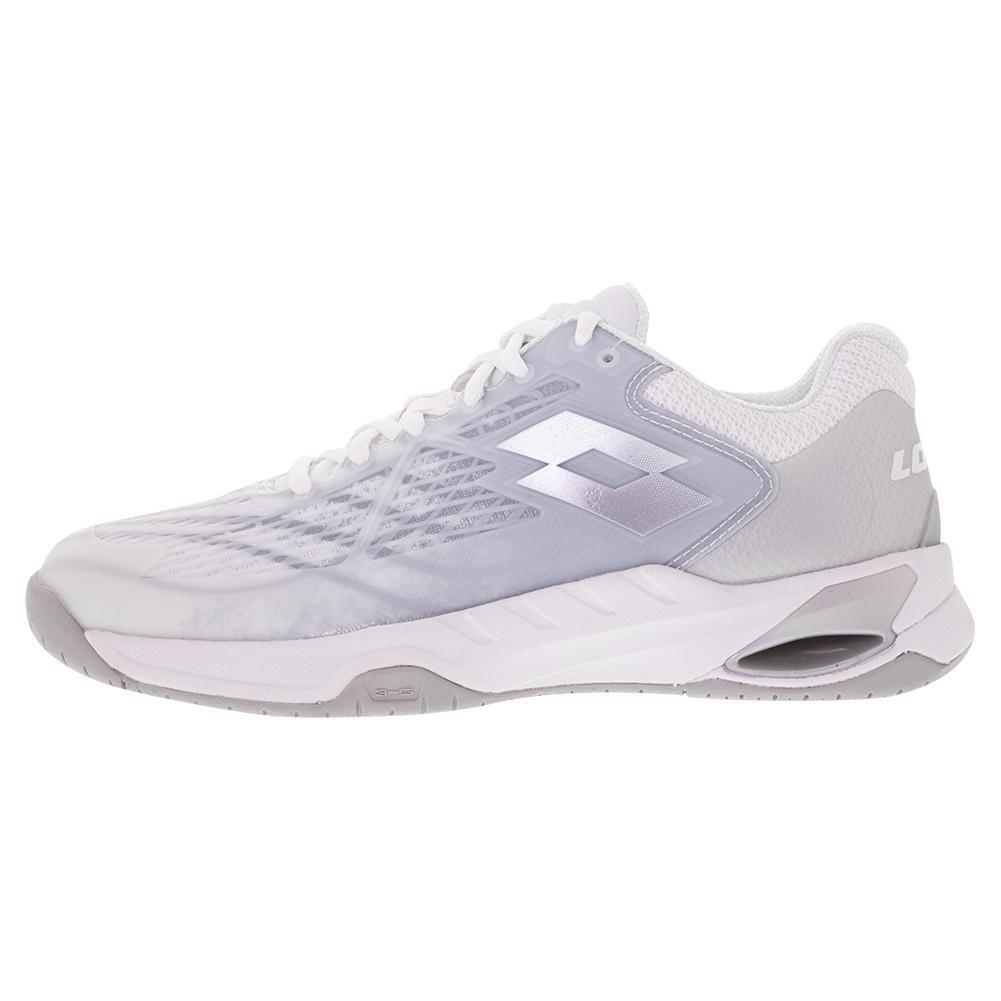Women`s Mirage 100 Speed Tennis Shoes All White and Silver Metal 2 Footwear Lotto