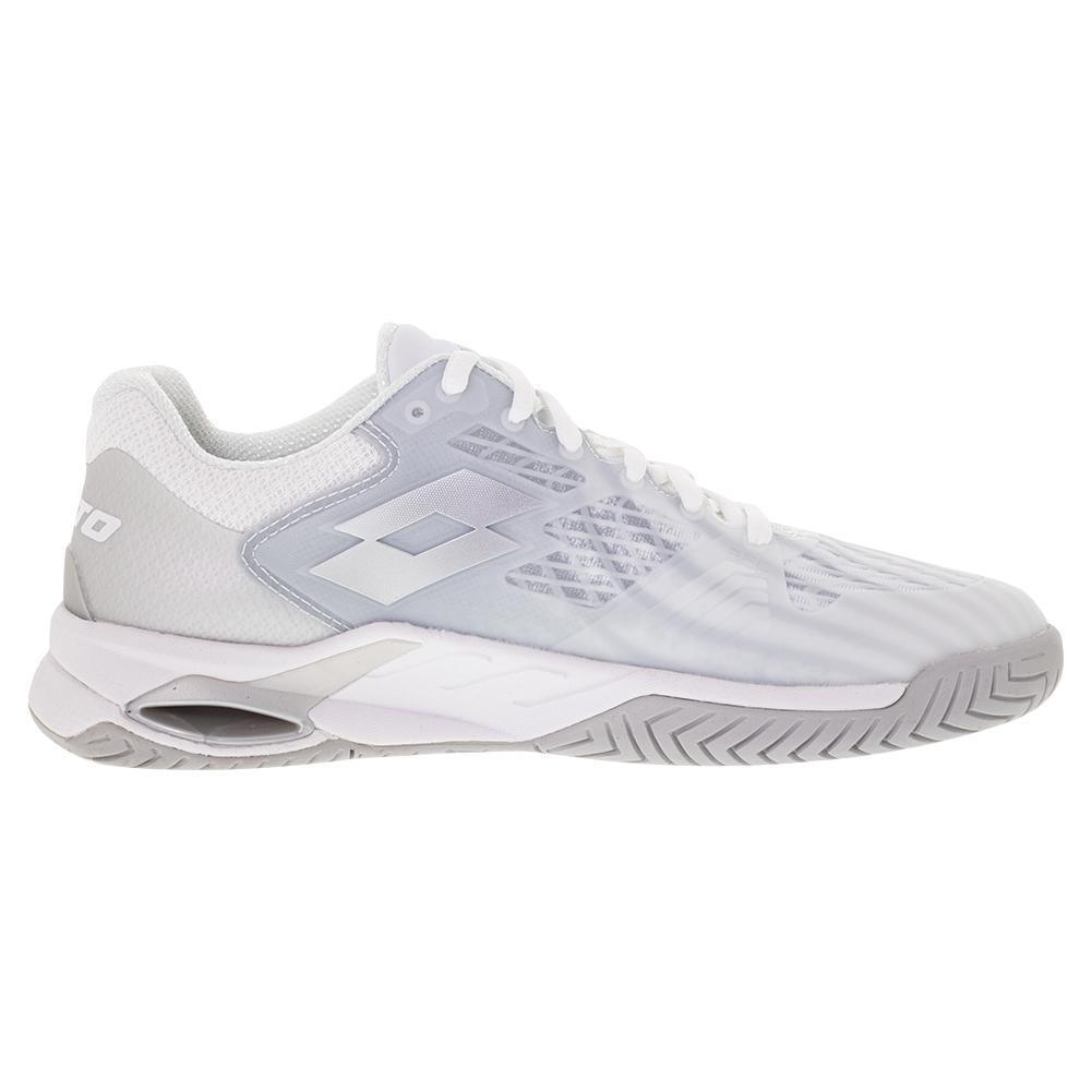 Women`s Mirage 100 Speed Tennis Shoes All White and Silver Metal 2 Footwear Lotto
