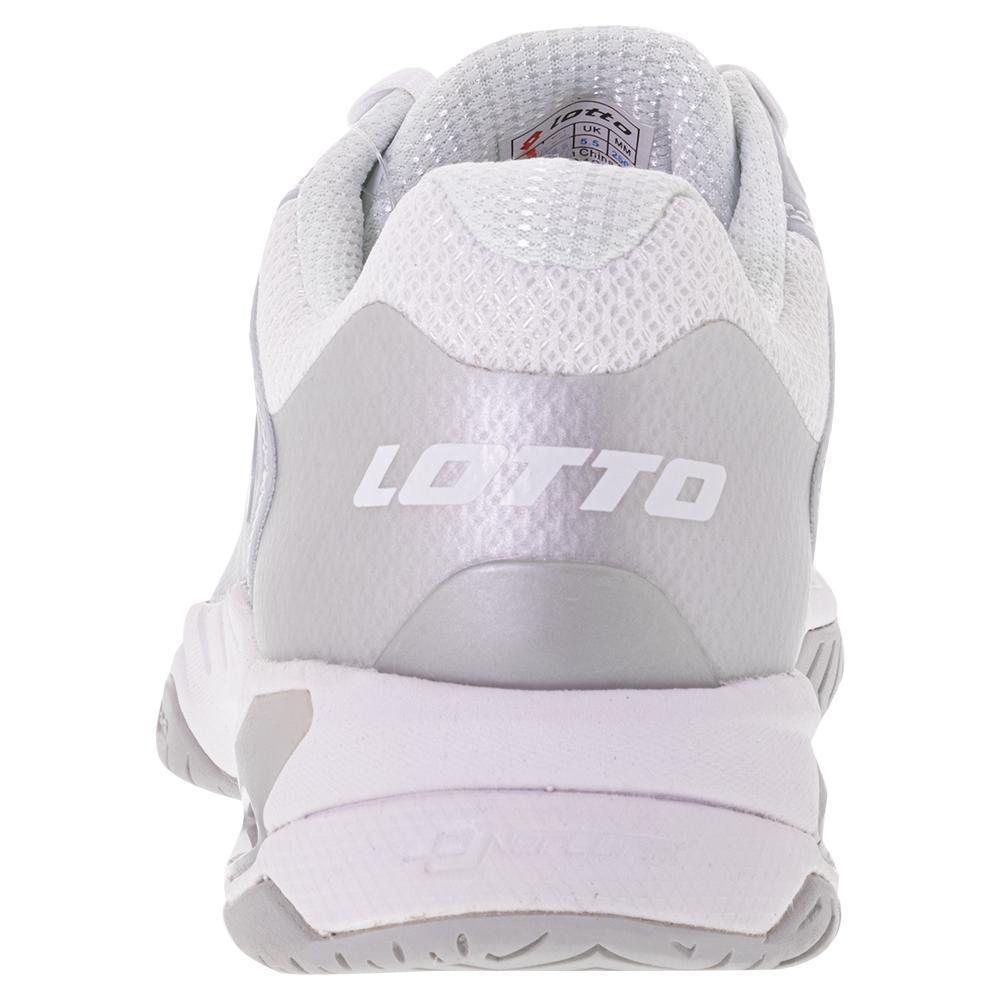 Women`s Mirage 100 Speed Tennis Shoes All White and Silver Metal 2 Footwear Lotto