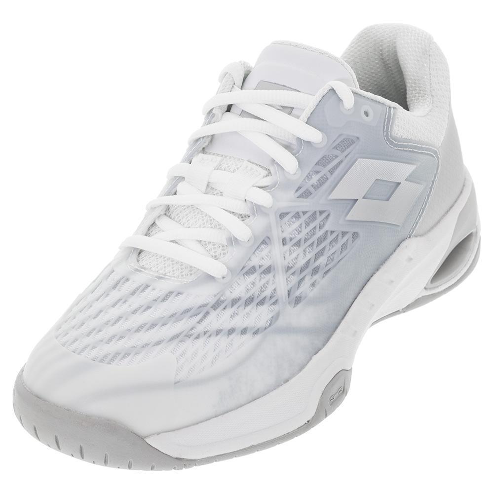 Women`s Mirage 100 Speed Tennis Shoes All White and Silver Metal 2 Footwear Lotto