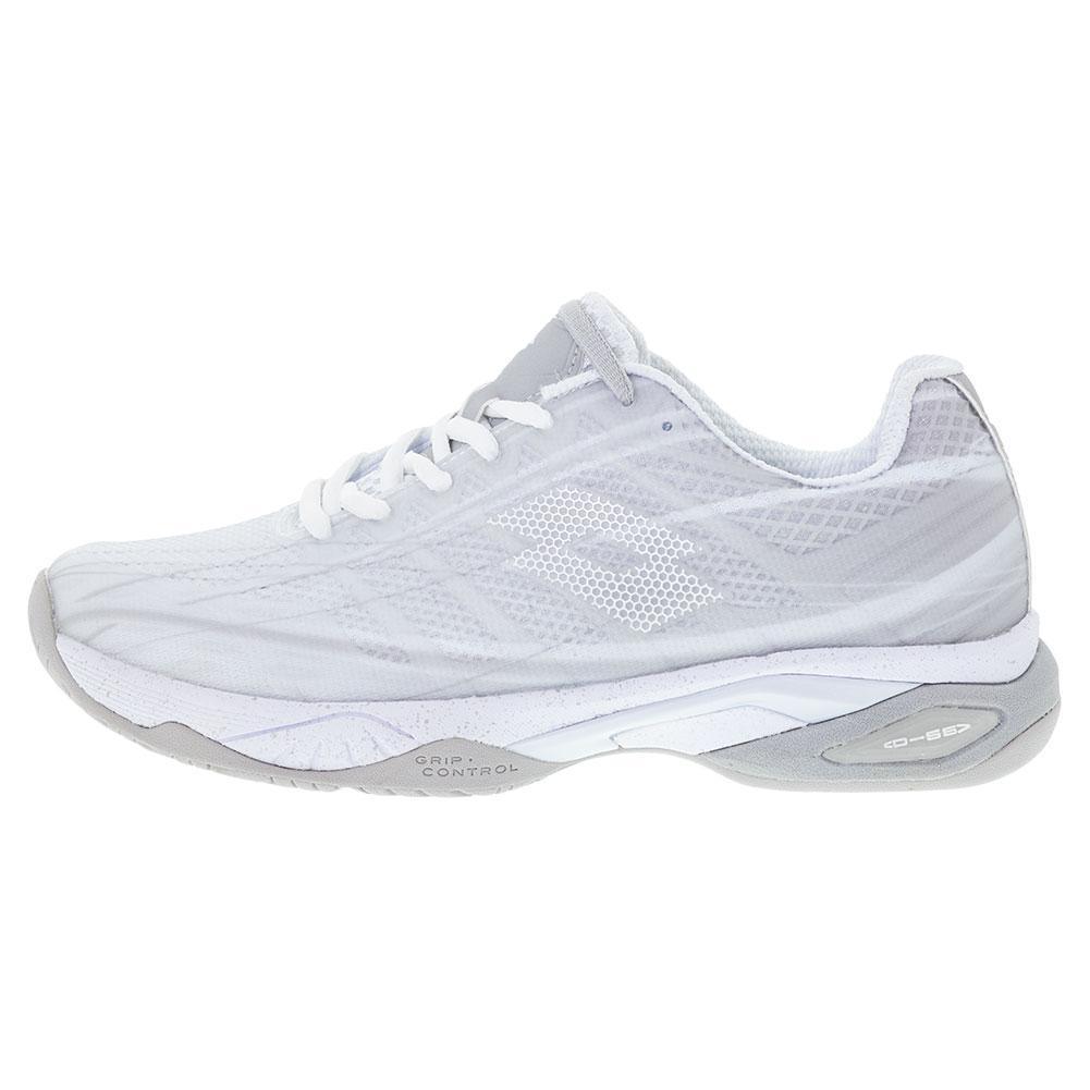 Women's Mirage 300 Speed Tennis Shoes All White and Silver Metal 2 Footwear Lotto