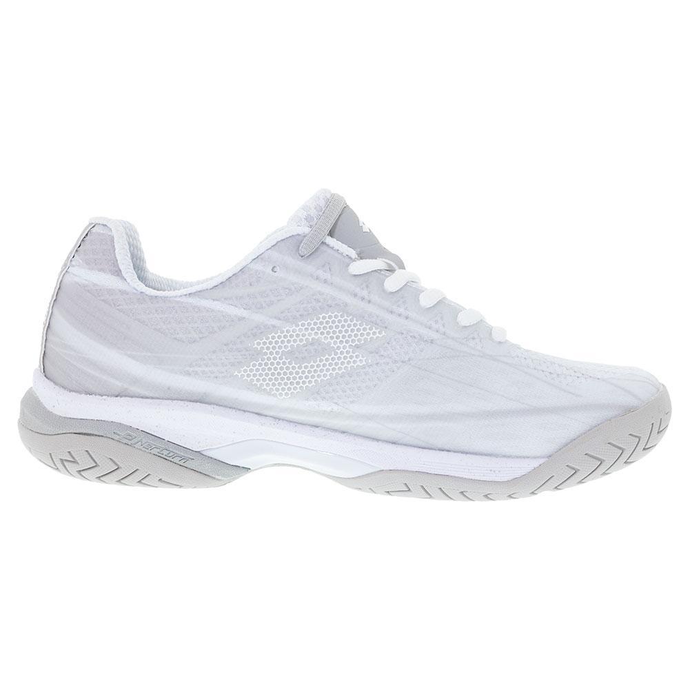 Women's Mirage 300 Speed Tennis Shoes All White and Silver Metal 2 Footwear Lotto