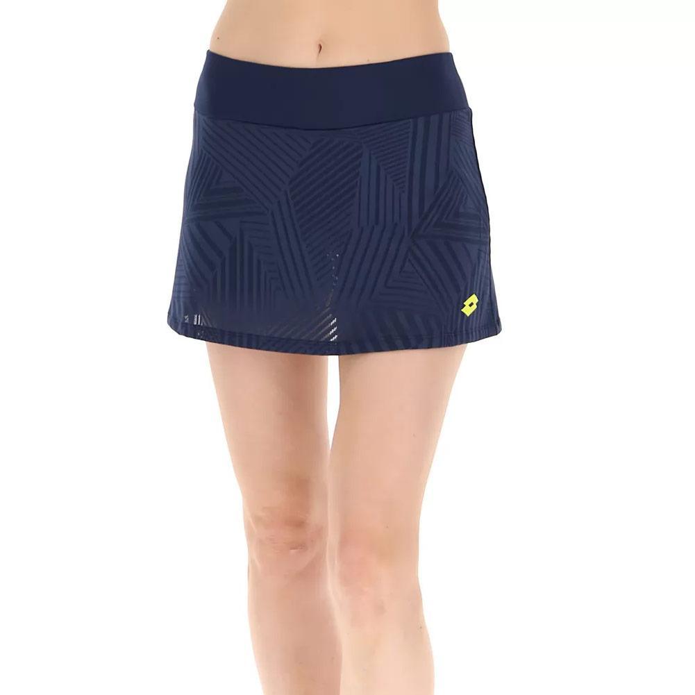 Women's Superrapida V Pickleball Skort Dark Denim and Acid Yellow Apparel Lotto