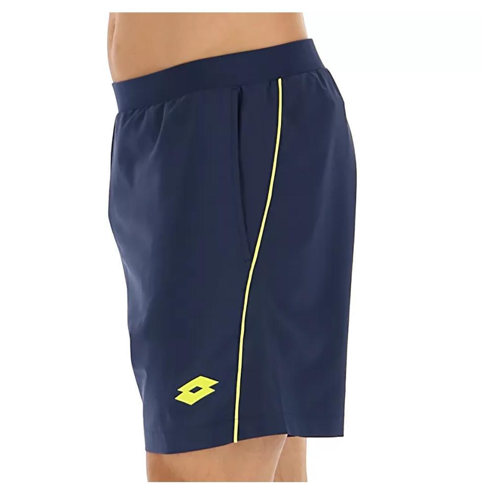 Men's Superrapida V Pickleball Short Dark Denim and Acid Yellow Apparel Lotto