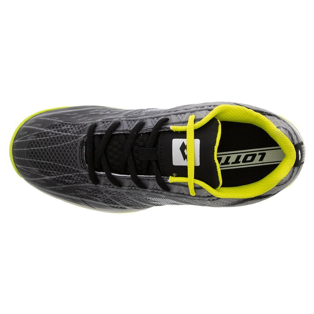 Juniors` Mirage 300 Speed Tennis Shoes All Black and All White Footwear Lotto