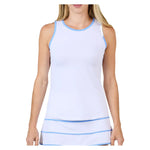 Women`s Tennis Tank White and Periwinkle Apparel Sofibella