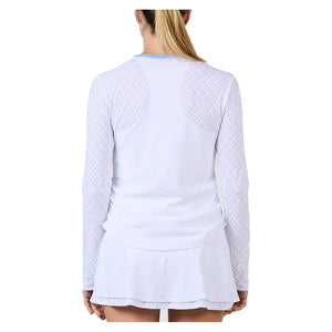 Women`s Long Sleeve Tennis Top Grid Jacquard and Periwinkle Apparel Sofibella