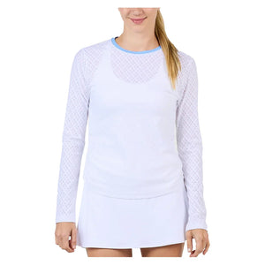 Women`s Long Sleeve Tennis Top Grid Jacquard and Periwinkle Apparel Sofibella