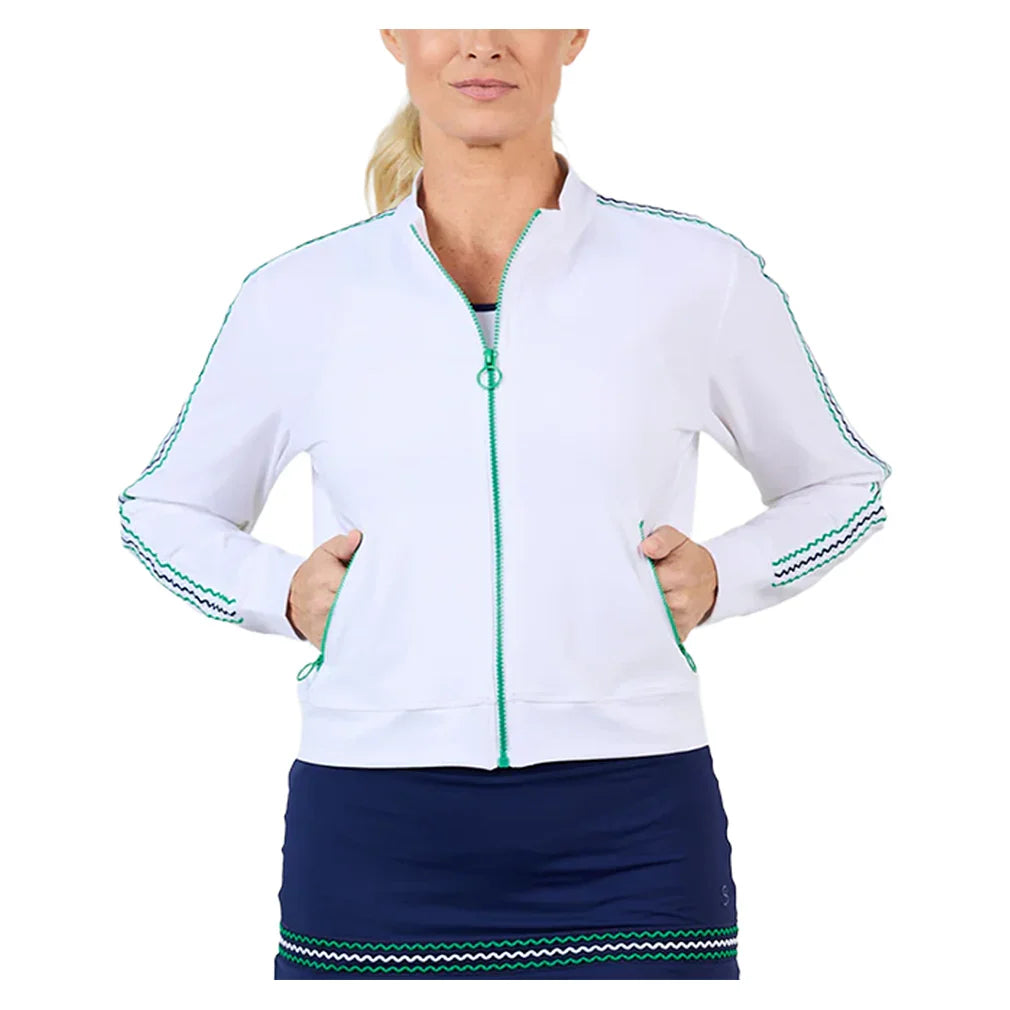 Women`s 20 Inch Tennis Jacket White and Zen Apparel Sofibella