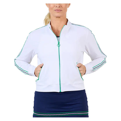 Women`s 20 Inch Tennis Jacket White and Zen Apparel Sofibella