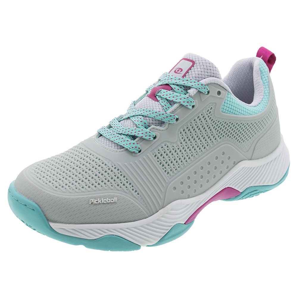 Women`s Fresh Shot Miami Pickleball Shoes Grey and Turquoise Footwear Acacia