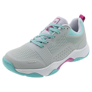 Women`s Fresh Shot Miami Pickleball Shoes Grey and Turquoise Footwear Acacia