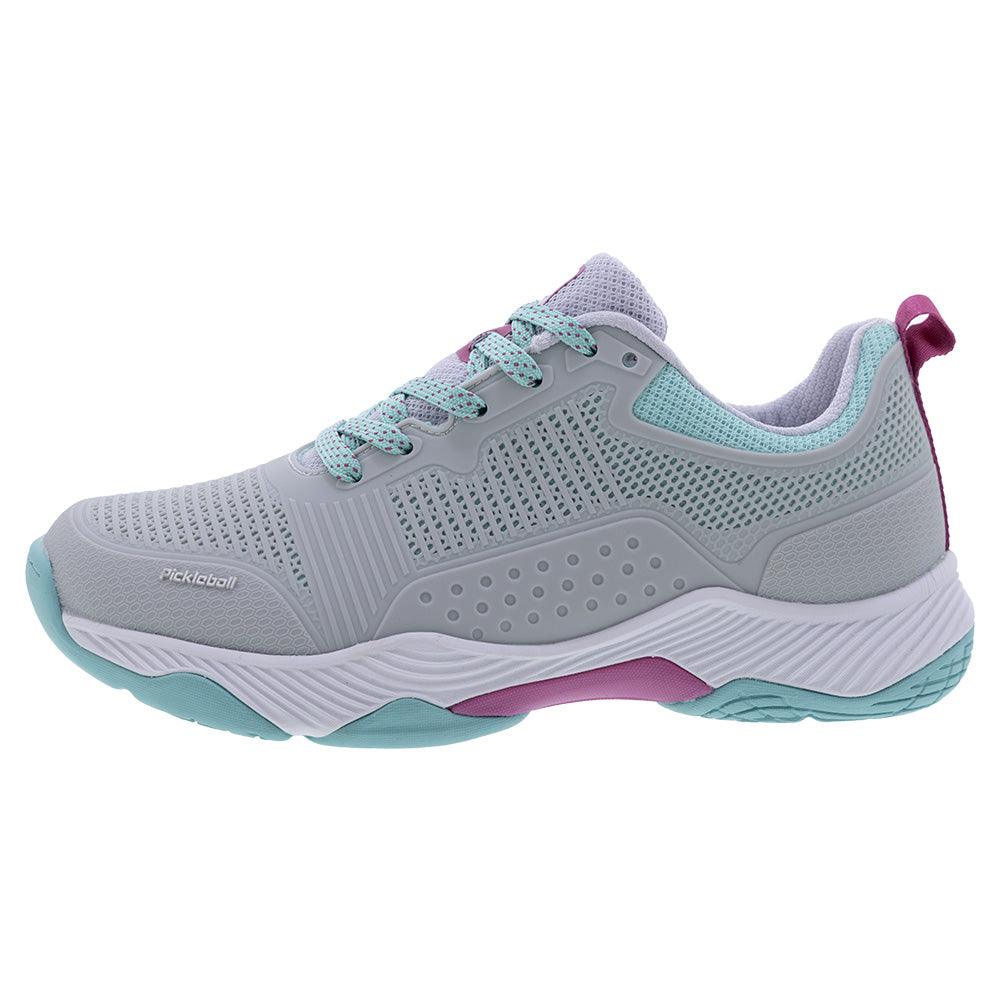 Women`s Fresh Shot Miami Pickleball Shoes Grey and Turquoise Footwear Acacia