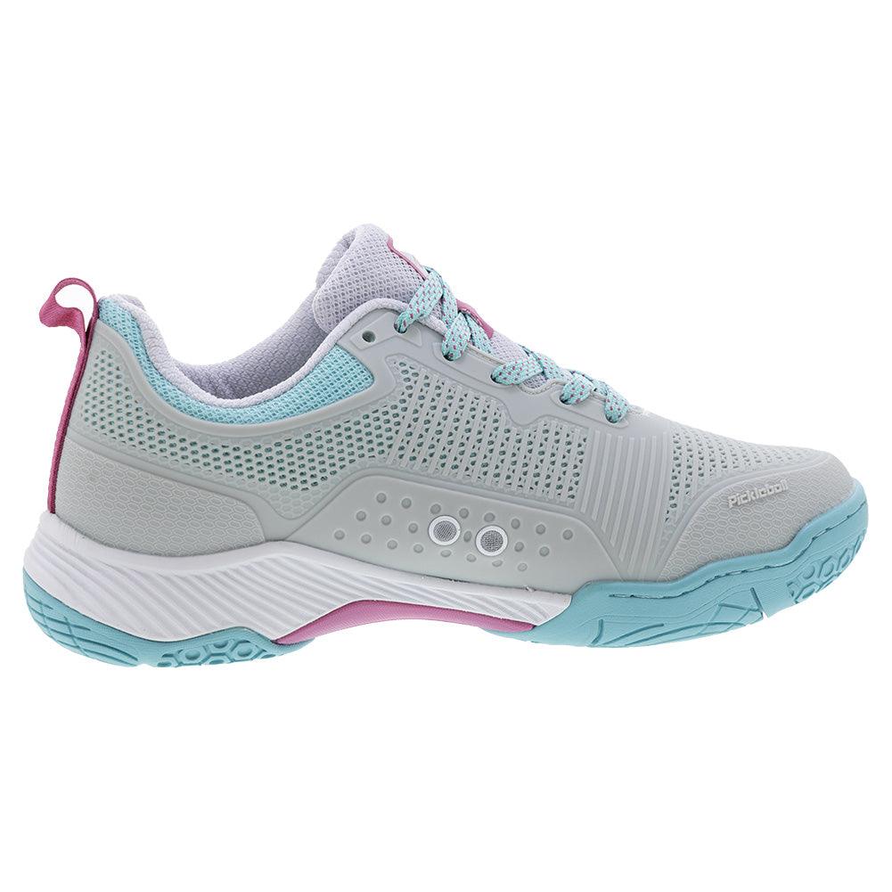 Women`s Fresh Shot Miami Pickleball Shoes Grey and Turquoise Footwear Acacia