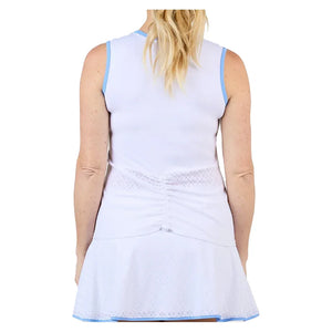 Women`s Sleeveless Tennis Top White and Periwinkle Apparel Sofibella