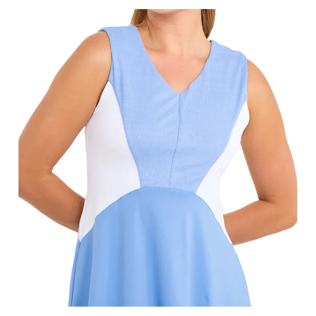 Women`s Tennis Dress White and Periwinkle Apparel Sofibella