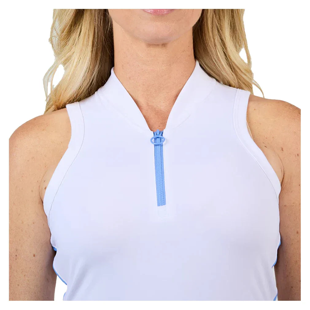 Women`s 32 inch Tennis Dress White and Periwinkle Apparel Sofibella