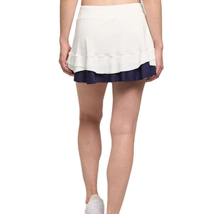 Women`s Elite Distract 13 Inch Tennis Skort White and Eggplant Apparel Lija