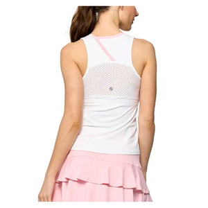 Women`s Peek Tennis Tank White and Carnation Apparel Lija