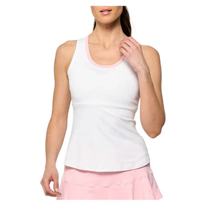 Women`s Peek Tennis Tank White and Carnation Apparel Lija