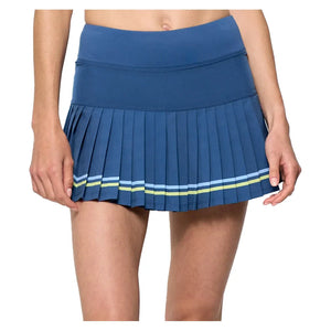 Women`s Status 13 Inch Tennis Skort Denim Blue and Peridot Apparel Lija