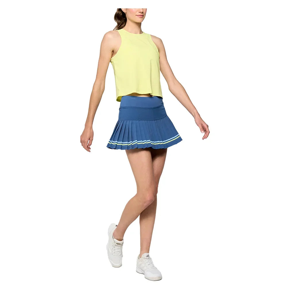 Women`s Status 13 Inch Tennis Skort Denim Blue and Peridot Apparel Lija