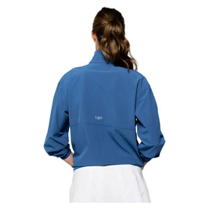 Women`s Edge Tennis Jacket Denim Blue and Peridot Apparel Lija