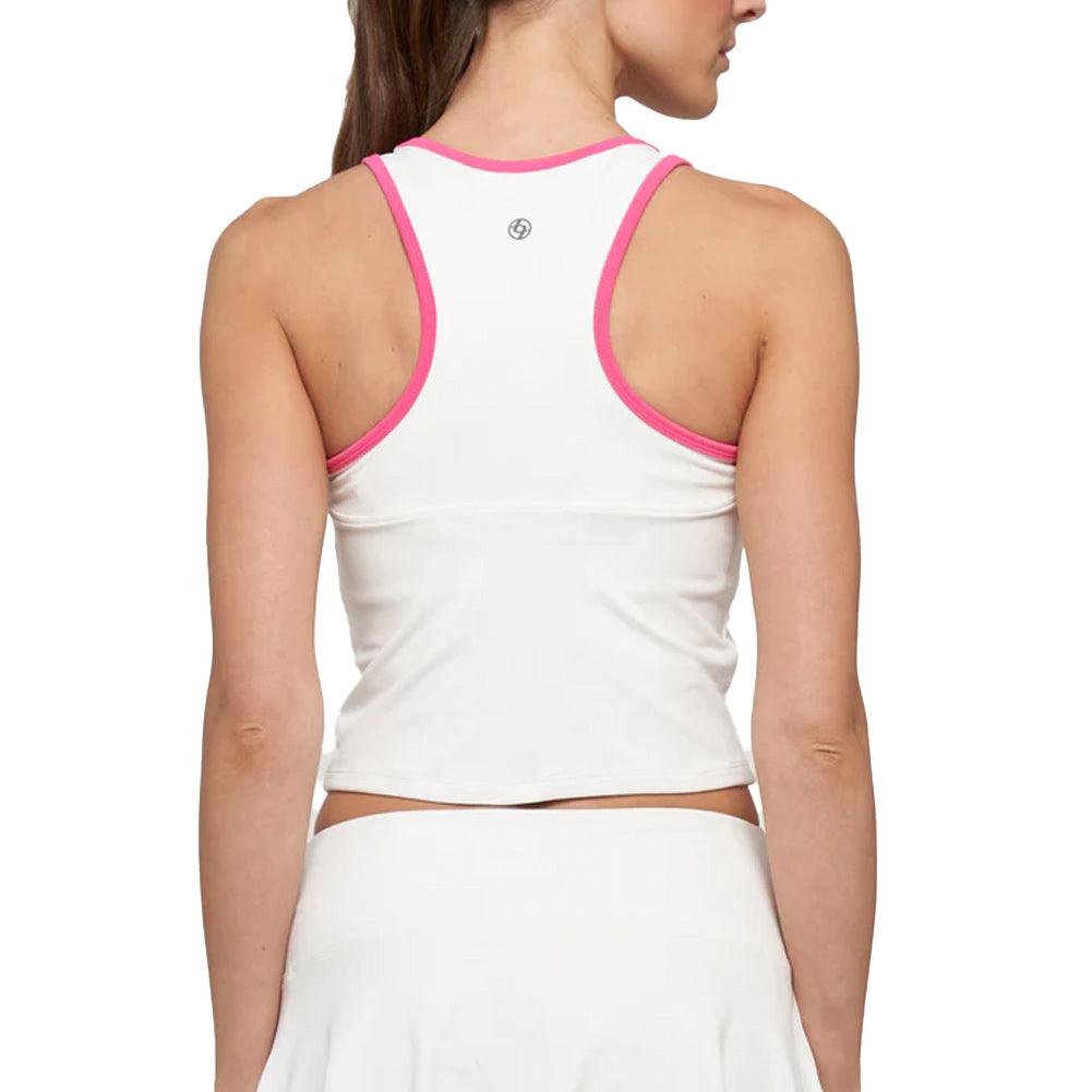 Women`s Block Tennis Tank White and Prism Pink Apparel Lija