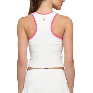 Women`s Block Tennis Tank White and Prism Pink Apparel Lija