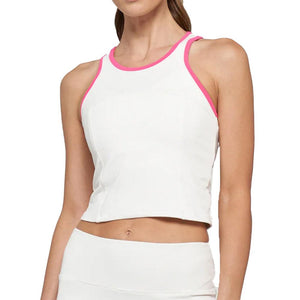 Women`s Block Tennis Tank White and Prism Pink Apparel Lija