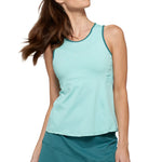 Women`s Elite Spice Tennis Top Aquamarine and Jungle Apparel Lija